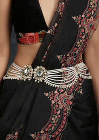 White Waist belt Featuring Elaborate Polki Flowers Combined With High Grade Shell Pearls Strings By Paisley Pop