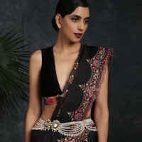 White Waist belt Featuring Elaborate Polki Flowers Combined With High Grade Shell Pearls Strings By Paisley Pop