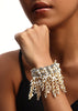 White And Gold Handcrafted Choker Necklace Set In Mix Metal
