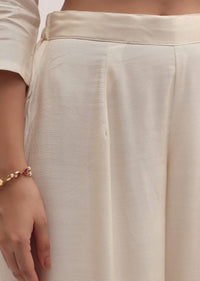White And Yellow Embroidered Kurta Palazzo Set