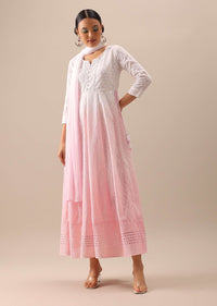 White Chikankari Anarkali With Dupatta