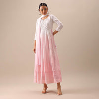 White Chikankari Anarkali With Dupatta