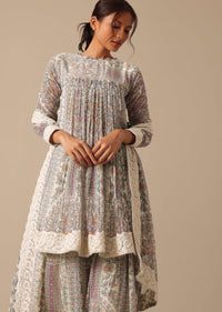 White Chikankari Lace Kurta Palazzo Set