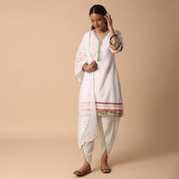 White Cotton Kurta Dhoti Set