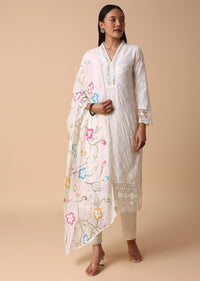 White Cotton Kurta Pant Set