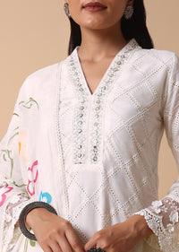 White Cotton Kurta Pant Set