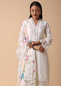 White Cotton Kurta Pant Set