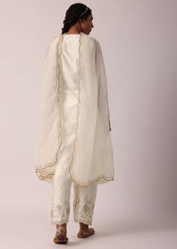 White Cotton Palazzo Set With A-Line Kurta