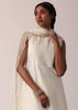 White Chanderi Pant Set With A-Line Kurta