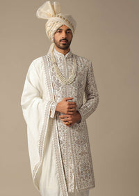 White Elegance Sherwani Set For Grooms