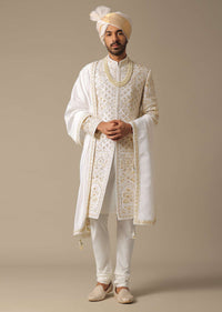 White Elegant Sherwani Set For Grooms
