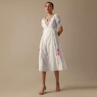 White Embroidered Cotton Kurti