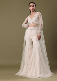 White Embroidered Sharara And Jacket