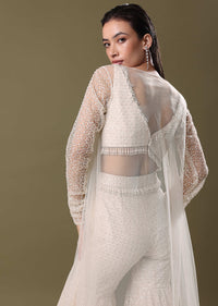 White Embroidered Sharara And Jacket