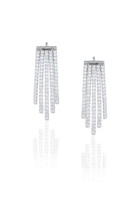 White Finish Earrings In An Edgy Design Studded With Faux Diamonds By Aster