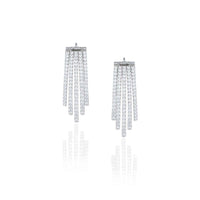 White Finish Earrings In An Edgy Design Studded With Faux Diamonds By Aster