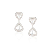 White Finish Earrings Studded With Kundan And Faux Diamonds In Drop Design By Aster