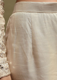 White Georgette Anarkali Set In Mirror Work
