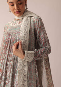 White Kurta Palazzo Set With Chikankari Lace Trims