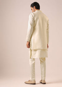 White Mirror Work Jacket And Kurta Set