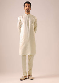 White Mirror Work Jacket And Kurta Set