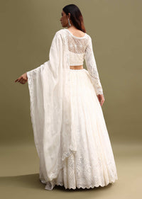 White Net Lehenga Choli In Sequin Work