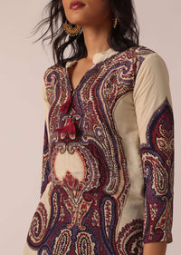 White Printed Kurta And Dhoti Set