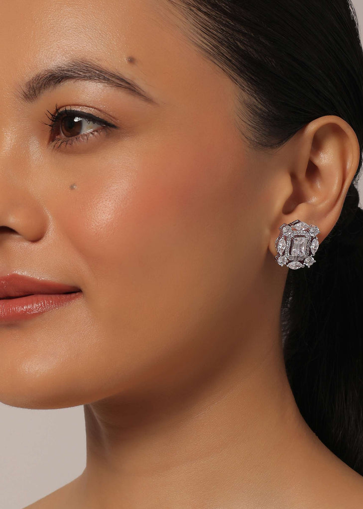 White Radiance Stud Earrings