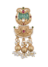 White Rajasthani Ponchi Choker With Beaded Studs
