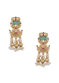 White Rajasthani Ponchi Choker With Beaded Studs