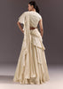 White Satin Frill Style Saree With Sleeveless Blouse