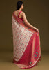 White Satin Silk Saree With Jaal Work and Zari Woven Border