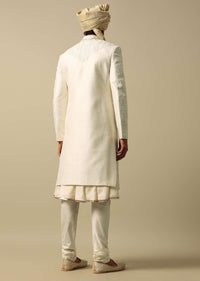 White Sherwani with Exquisite Heavy Embroidery