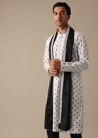 White Silk Embroidered Kurta Set