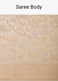 White South Dharmavaram Silk Saree With Antique Zari Weave And Unstitched Blouse Fabric