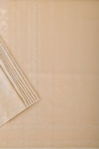 White South Dharmavaram Silk Saree With Antique Zari Weave And Unstitched Blouse Fabric