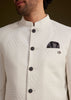 White Textured Bandhgala Suit