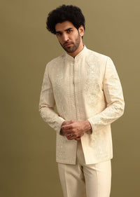 Ivory Thread Work Jodhpuri Suit For Men