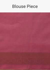 Wild Orchid Pink Saree In Pure Handloom Cotton With Banarasi Chanderi Weave