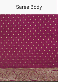 Wine Dola Silk Saree With Butti Work And Floral Border
