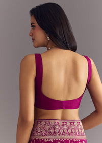 Wine Dola Silk Saree With Zari Jaal And Border Work