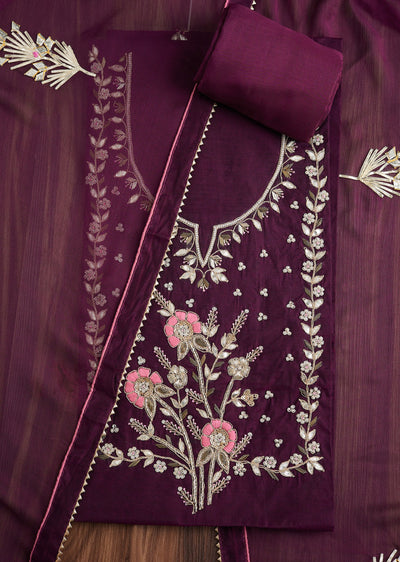 Wine Organza Suit