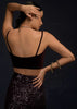 Wine Purple Blouse In Velvet With Straps On The Shoulder And Tube Neckline