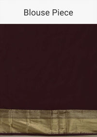 Wine Purple Pure Handloom Saree In Silk With Woven Chevron Design Online - Kalki Fashion