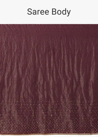 Wine Purple Saree In Zari Kota Silk With Woven Zari Stripes And Sequins Highlights Online - Kalki Fashion