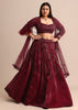 Wine Bridal Lehenga With Dupatta