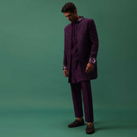 Wine Dyed Cotton Jacket Set With Detailed Kurta