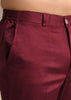Wine Hand Embroidered Indo Western Set In Velvet