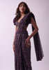 Wine Purple Pre Stitched Saree And Blouse Set In Sequins With Embroidered Belt