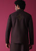 Wine Red Jacket Kurta Set In Silk With Heavy Threadwork And Abla